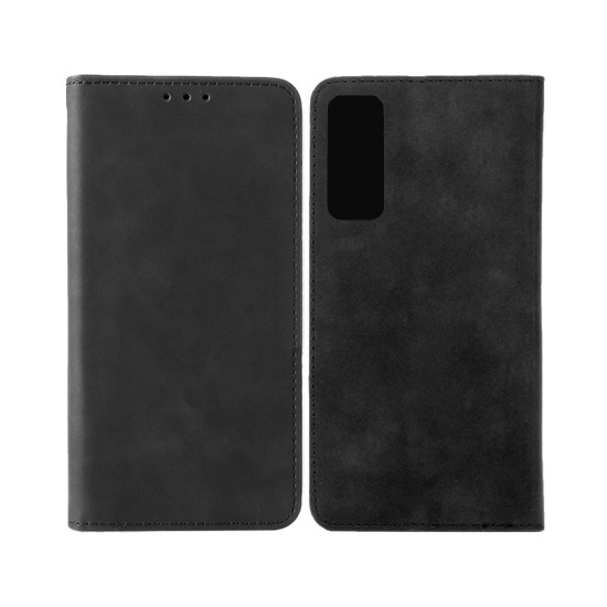 Capa de Couro com Bolso Interno para TCL 30 Plus Preto